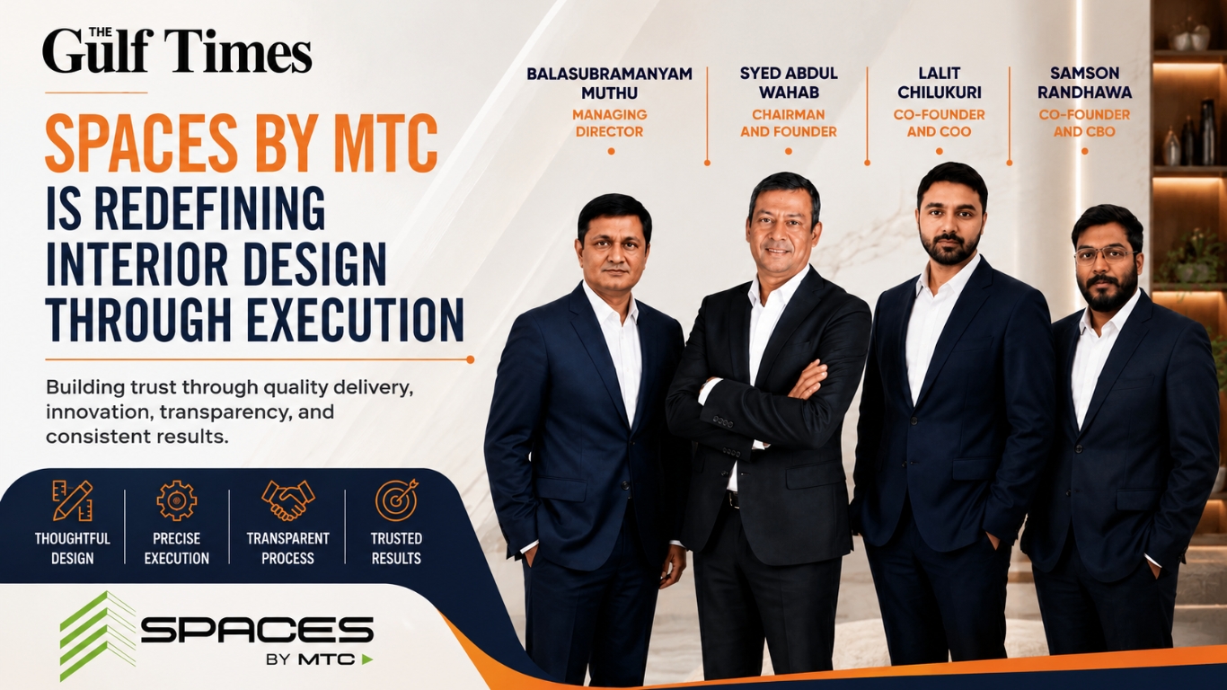 Spaces by MTC, Indian Interior Design Company, Luxury Interiors India, AI Interior Design, Turnkey Interior Solutions, Interior Design UAE, Commercial Interiors, Residential Interiors, Smart Interior Solutions, Global Interior Brand