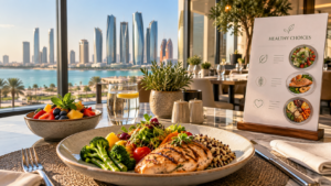 Healthy meal at a restaurant in Abu Dhabi under new healthy menu rules