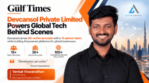 Venkat Viswanathan, founder of Devcansol Private Limited, featured by The Gulf Times for offshore engineering and AI platforms.
