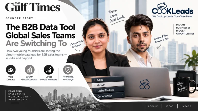 CookLeads co-founders Kanchan Yadav and Nazim Khan featured in The Gulf Times